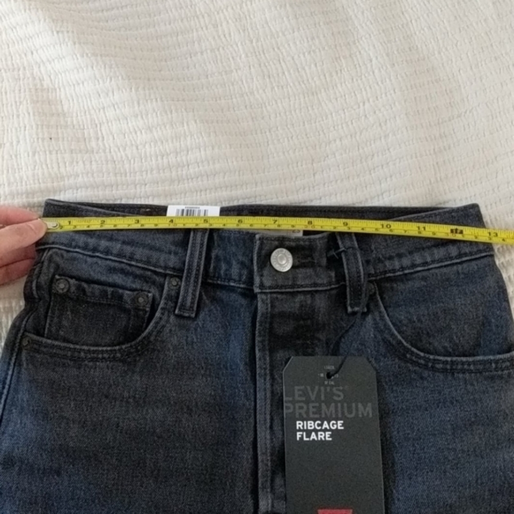 Levi's Ribcage High Rise Flare Jeans Black Grey - Picture 5 of 8